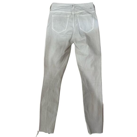 Mother Looker Ankle Fray So Far Gone Jeans Mid Rise White Pink Stripe Size 24 - Picture 7 of 15